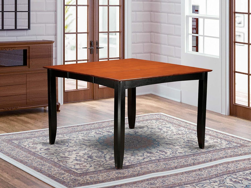 FAT-BPQ-W Fairwinds Gathering Counter Height Dining Square 54" Table with 18" Butterfly Leaf finished in Black & Cherry