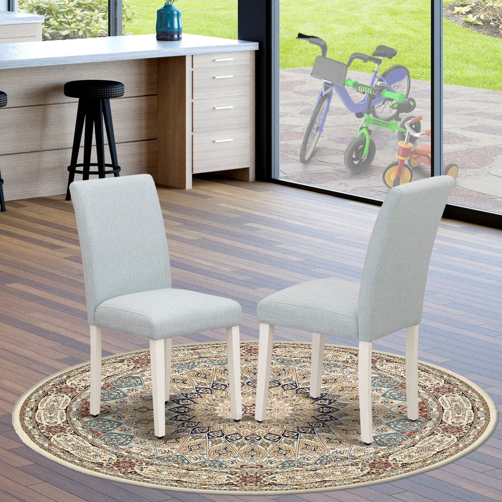 ABP0T0V Abbott Dining Set of Two Upholstered Chairs in Baby Blue with White Finish