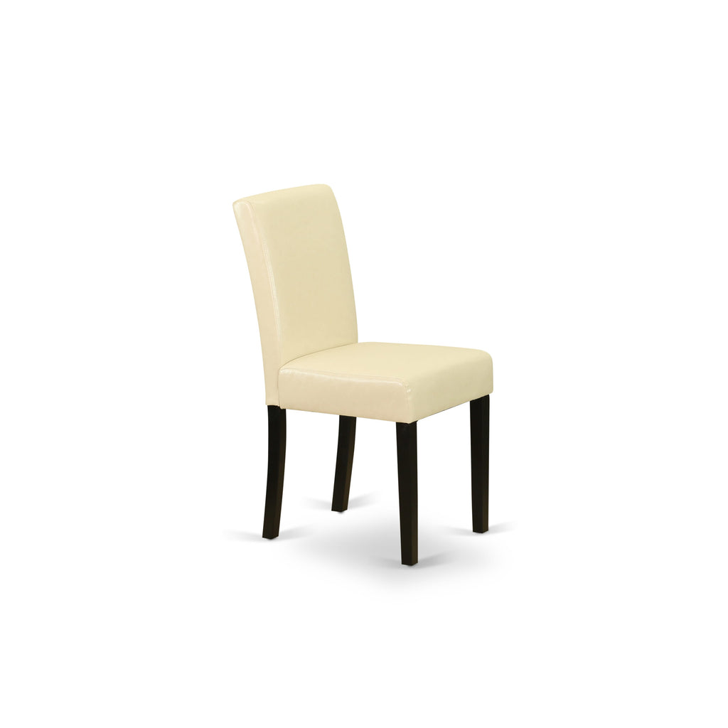 Elegant Dining Set ESAB3-JM8-94 3-Piece Round Table Ensemble with Pedestal Base and Pair of Eggnog Leather Chairs for Sophisticated Spaces, 30 Black & Cherry Finish