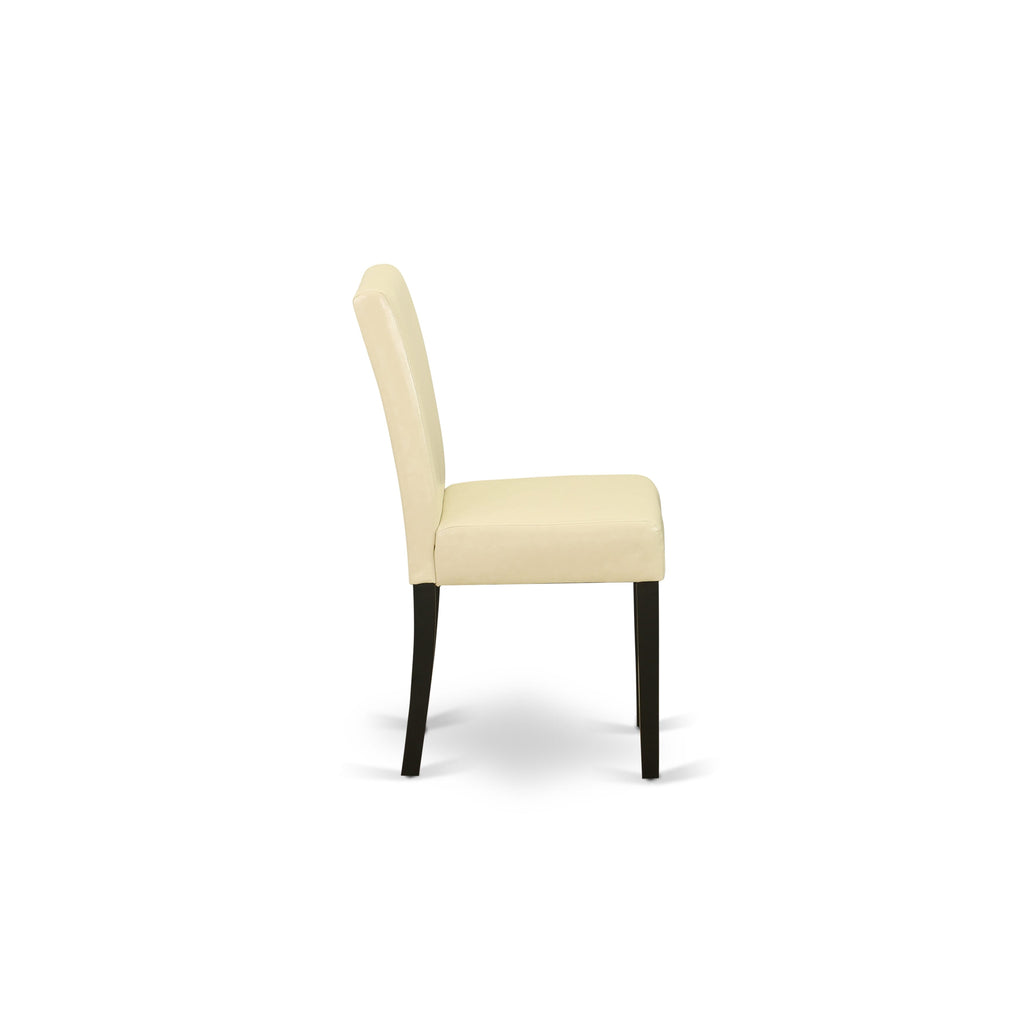 Elegant Dining Set ESAB3-JM8-94 3-Piece Round Table Ensemble with Pedestal Base and Pair of Eggnog Leather Chairs for Sophisticated Spaces, 30 Black & Cherry Finish