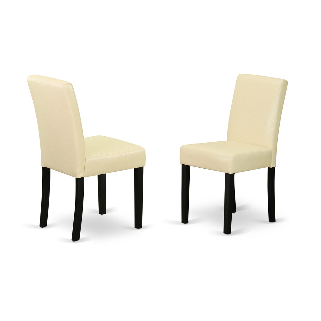 Elegant Dining Set ESAB3-JM8-94 3-Piece Round Table Ensemble with Pedestal Base and Pair of Eggnog Leather Chairs for Sophisticated Spaces, 30 Black & Cherry Finish