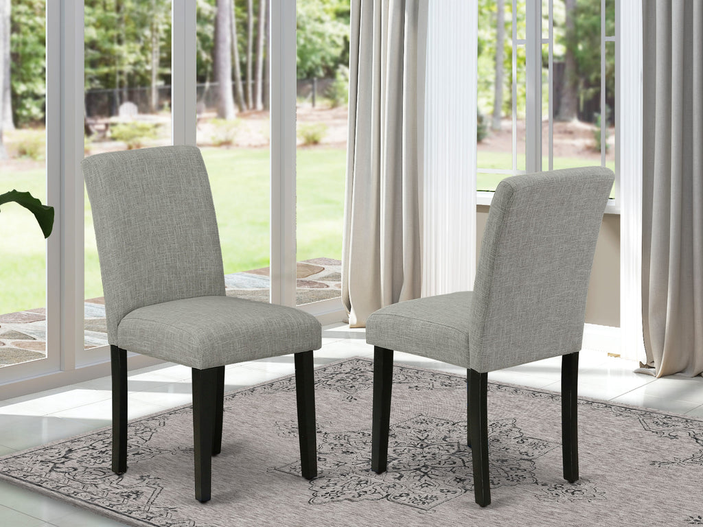 ABP1TKF Elegant Abbott Parson Dining Chairs Set of 2 in Shitake Linen Upholstery & Black Finish