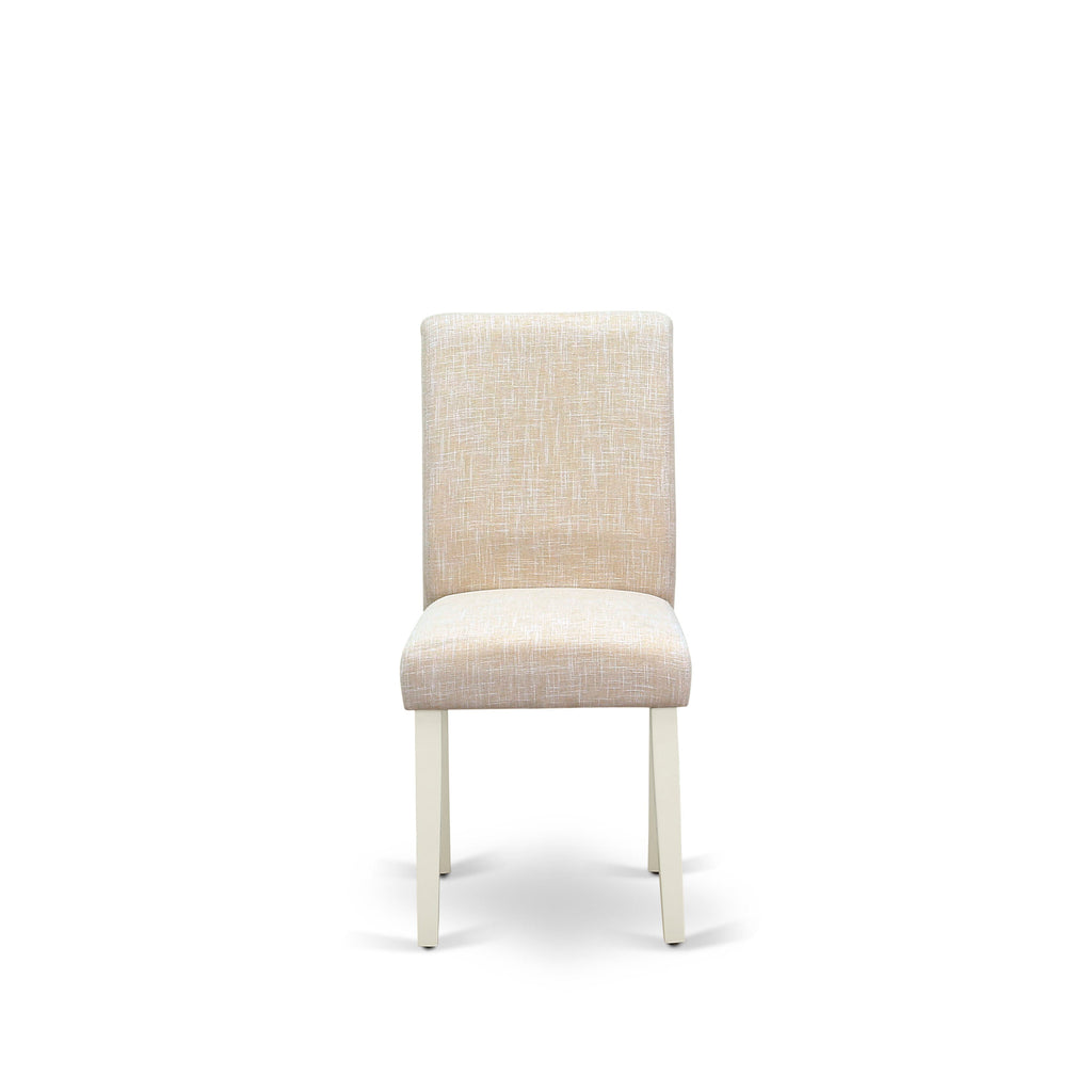 5-Piece Dining Ensemble HBAB5-52O-4K Featuring a Round Pedestal Table and Linen Upholstered Chairs Set, 42 in Opal White