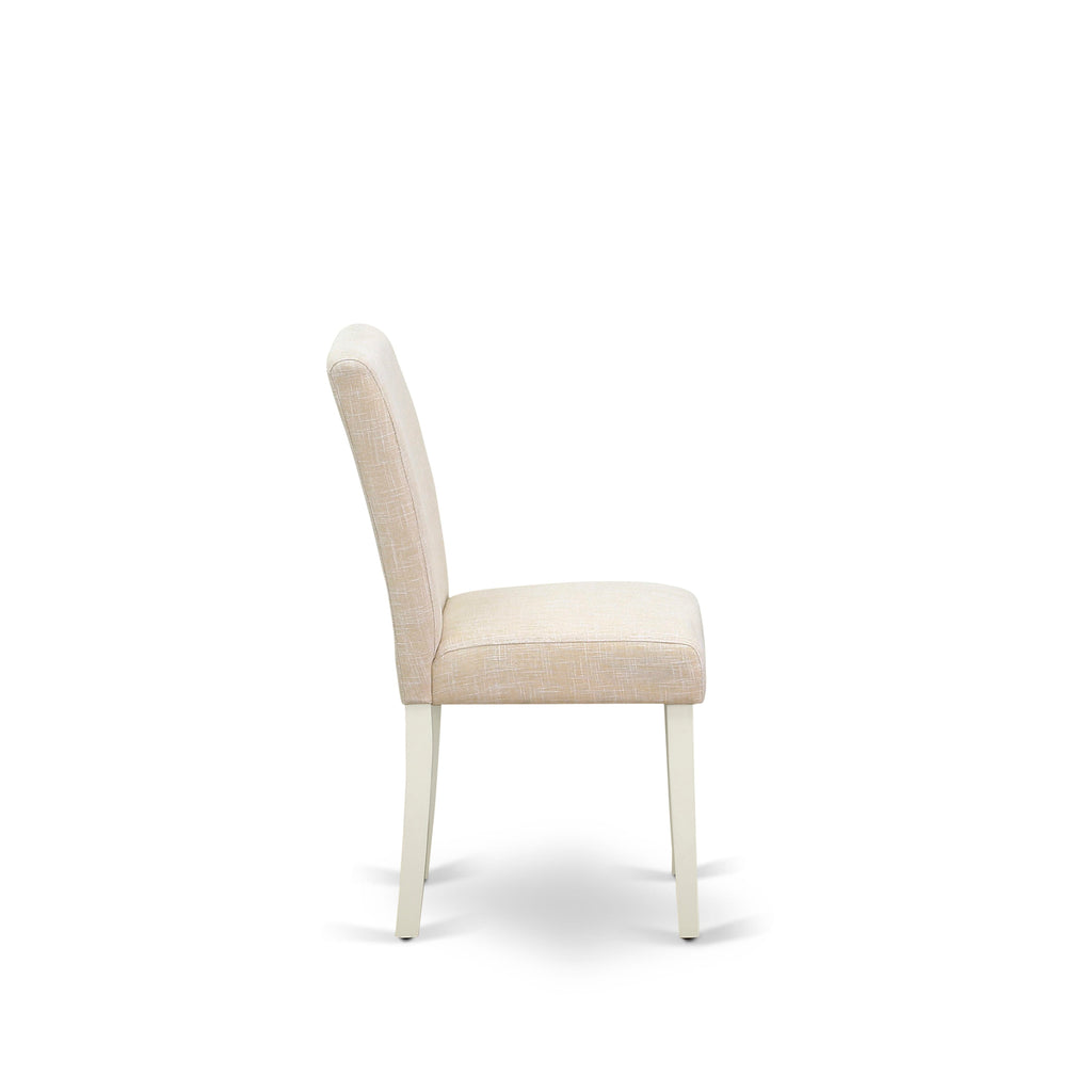 5-Piece Dining Ensemble HBAB5-52O-4K Featuring a Round Pedestal Table and Linen Upholstered Chairs Set, 42 in Opal White