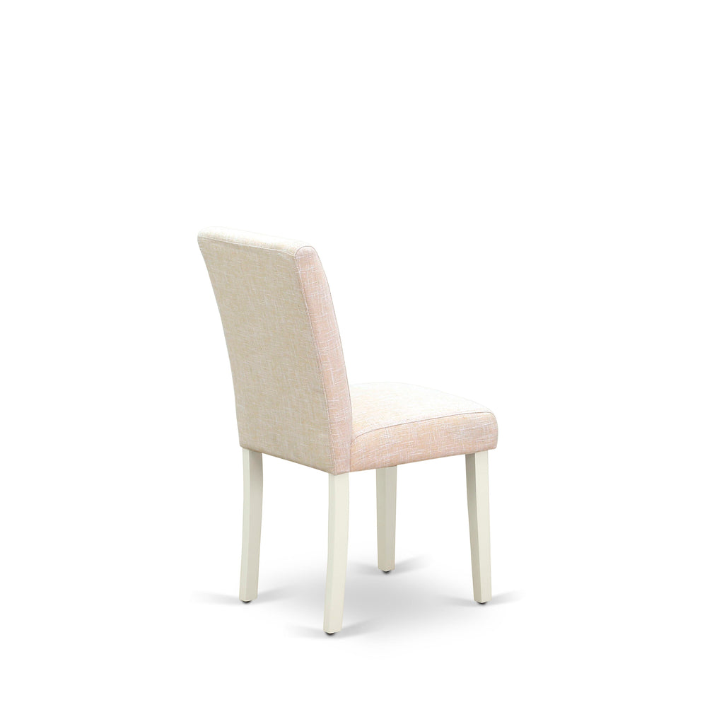5-Piece Dining Ensemble HBAB5-52O-4K Featuring a Round Pedestal Table and Linen Upholstered Chairs Set, 42 in Opal White