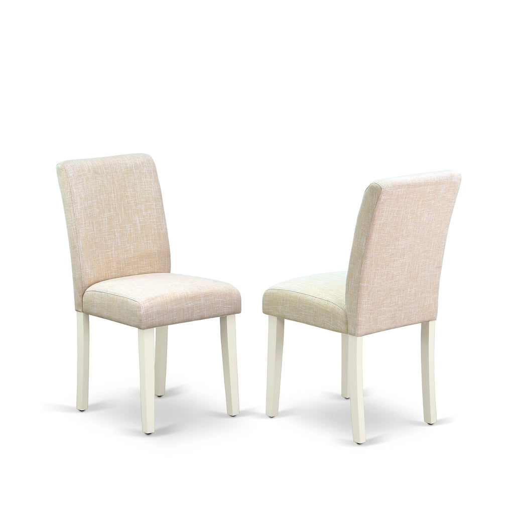 LGAB5-YT8-W0 5-Piece Dining Ensemble with Rectangular Table & 4 Beige Fabric Upholstered Seats, Linen White