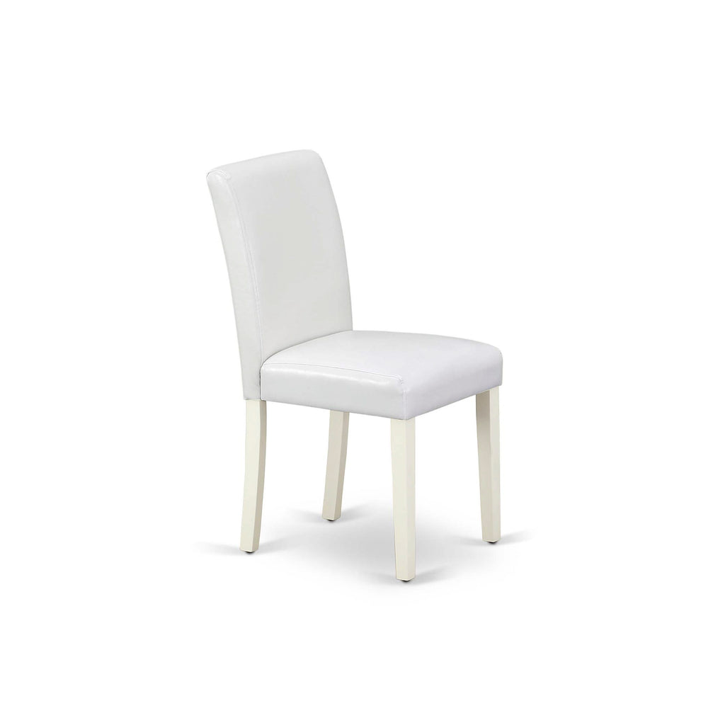 HBAB5-QV5-83 Charming 5-Piece Set with Round Pedestal Table & 4 Elegant White Faux Leather Upholstered Chairs
