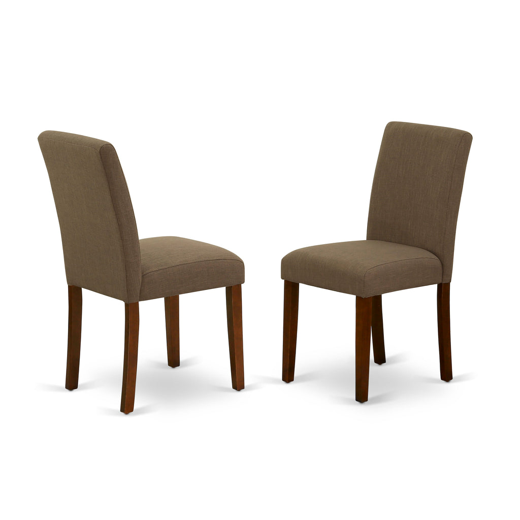DOAB9-4KU-WU 9-Piece Mahogany Dining Set with Extension Leaf and Comfy Linen Chairs, 42x78 Inch