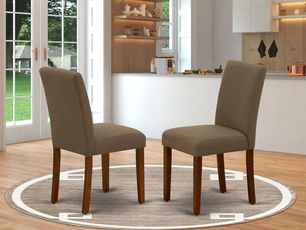 ABP3TO9 Abbott Parson Dining Chairs Set of 2 in Coffee Linen, Mahogany Finish
