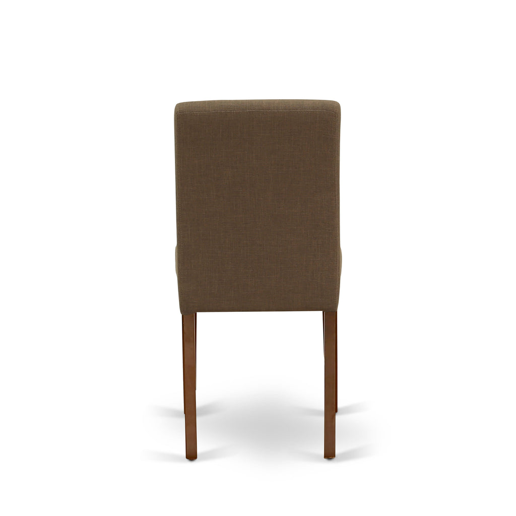 DOAB9-4KU-WU 9-Piece Mahogany Dining Set with Extension Leaf and Comfy Linen Chairs, 42x78 Inch