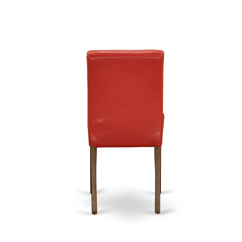 HBAB5-YX7-DH Stylish Mahogany 5-Piece Round Dining Set with Pedestal Table & Captivating Red Faux Leather Chairs
