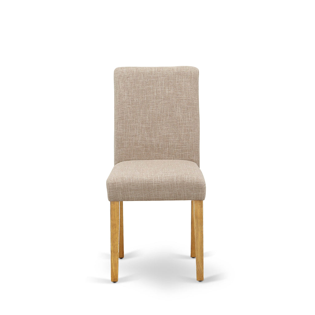 ANAB3-PLD-JR Cozy 3 Pc Dining Ensemble with Pedestal Table & Upholstered Chairs for Compact Areas, Light Tan, 36