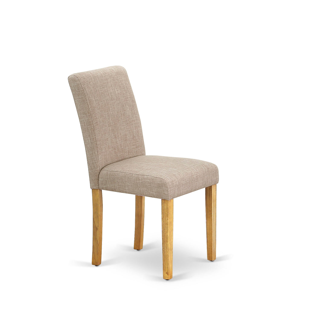ABP4T5M Oak Finish Abbott Parson Light Tan Linen Padded Dining Set of 2 Chairs