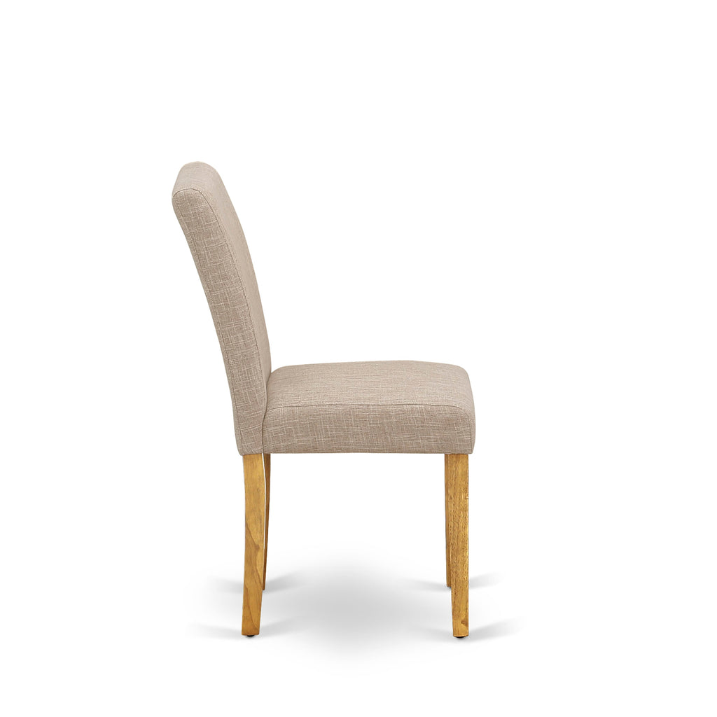 ANAB3-PLD-JR Cozy 3 Pc Dining Ensemble with Pedestal Table & Upholstered Chairs for Compact Areas, Light Tan, 36