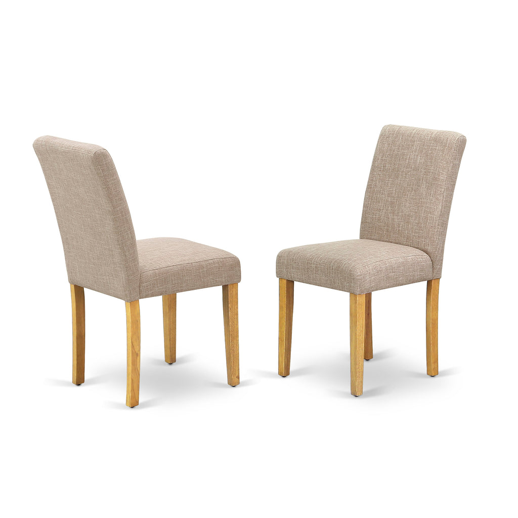 ABP4T5M Oak Finish Abbott Parson Light Tan Linen Padded Dining Set of 2 Chairs