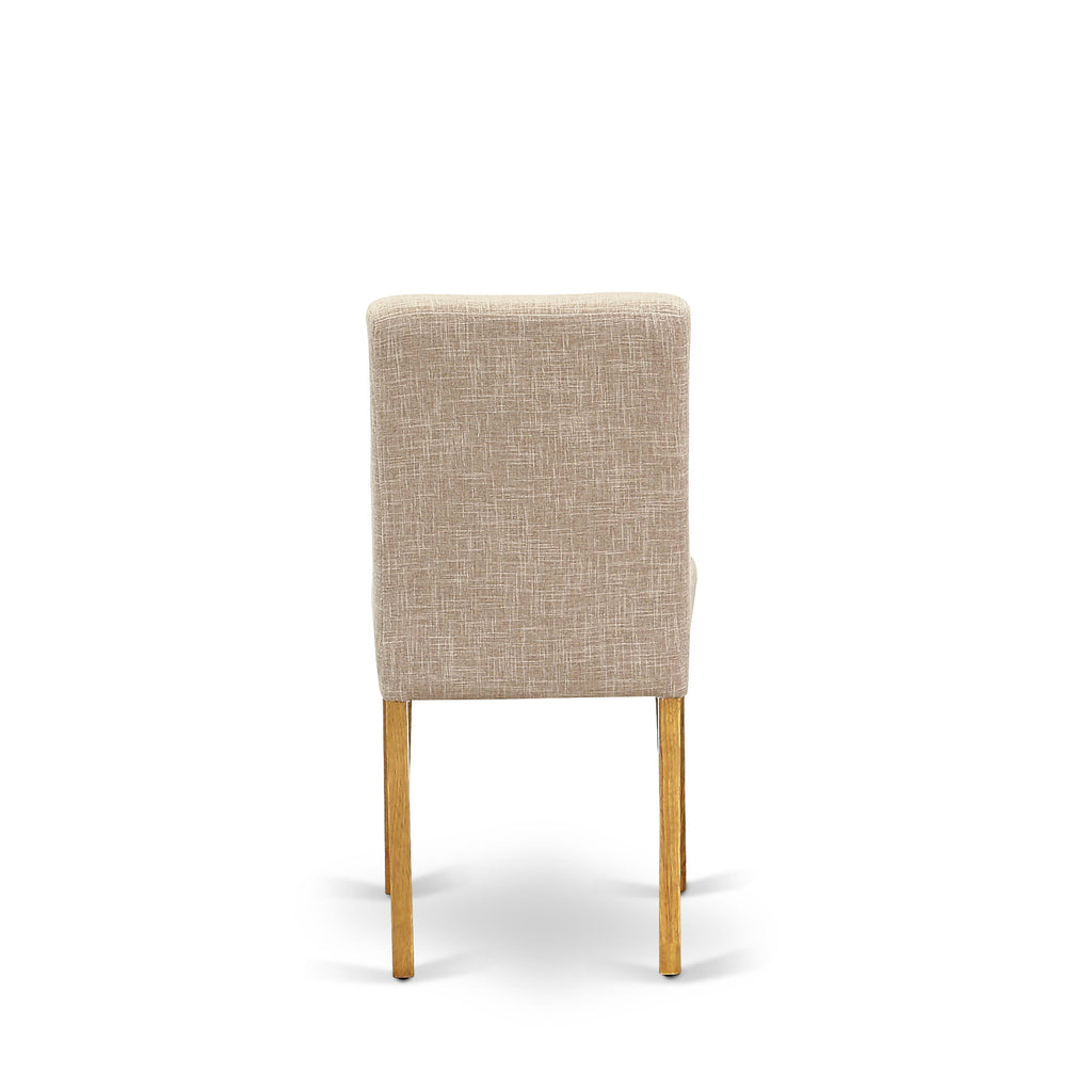 ANAB3-PLD-JR Cozy 3 Pc Dining Ensemble with Pedestal Table & Upholstered Chairs for Compact Areas, Light Tan, 36