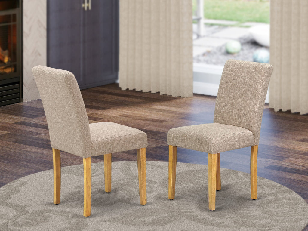 ABP4T5M Oak Finish Abbott Parson Light Tan Linen Padded Dining Set of 2 Chairs