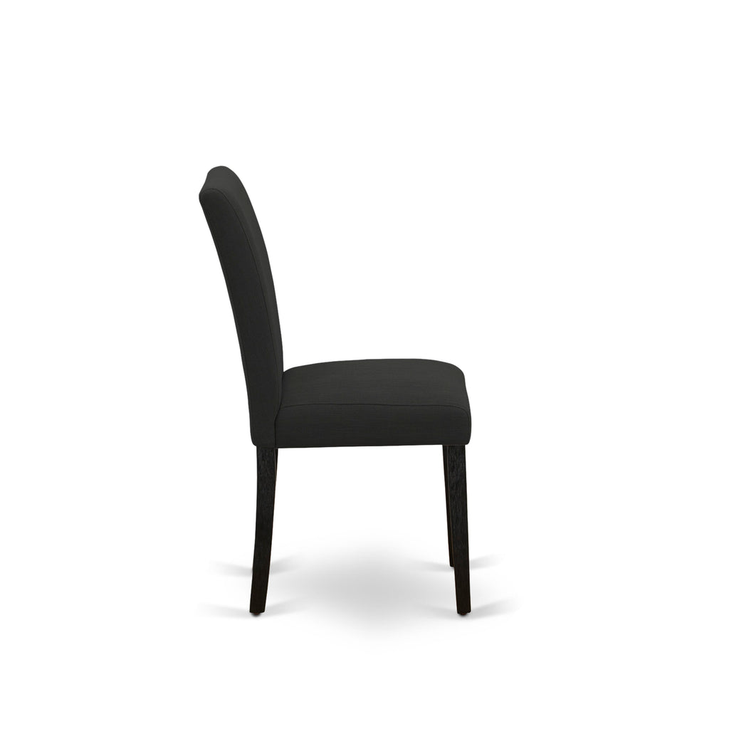 X677A8SYQ-P 9-Piece Dining Collection Rectangular Table with X-Base and Black Linen Fabric Chairs, Multi-Tone Elegance