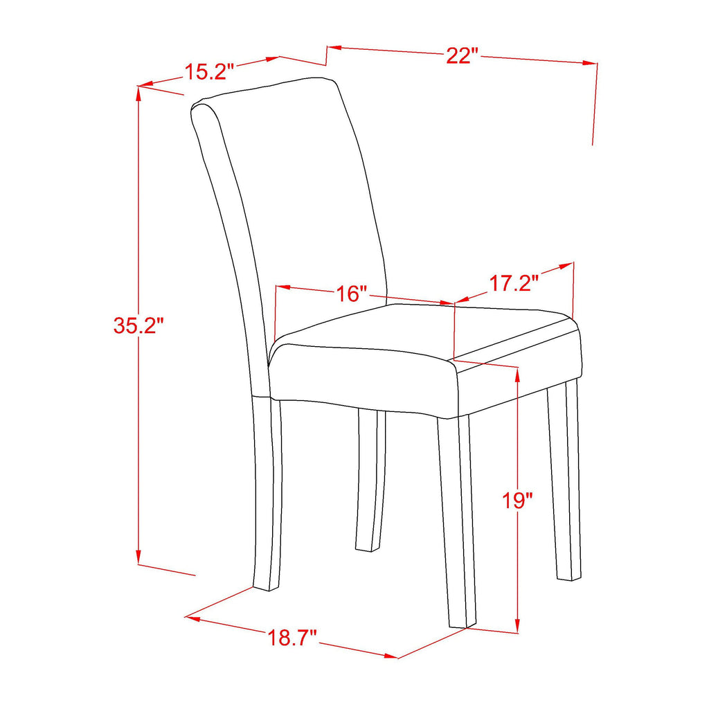 5-Piece Set X696AEVHV-I Dining Table with Rectangular Form and 4 Black Parson Chairs with X-Legs in Multiple Tones