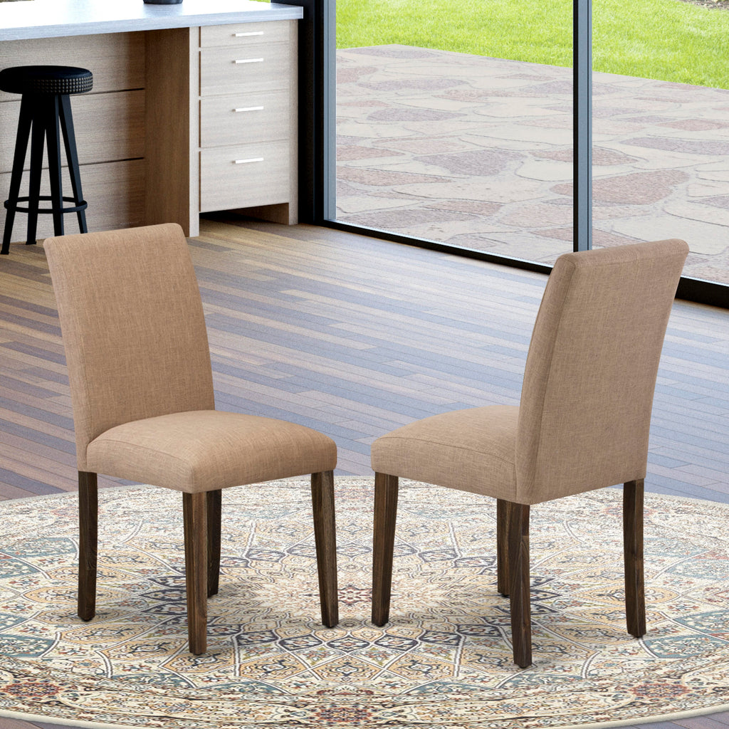 ABP7TU2 Elegant Jacobean Padded Dining Chairs in Light Sable Fabric, Set of 2 Parson Style
