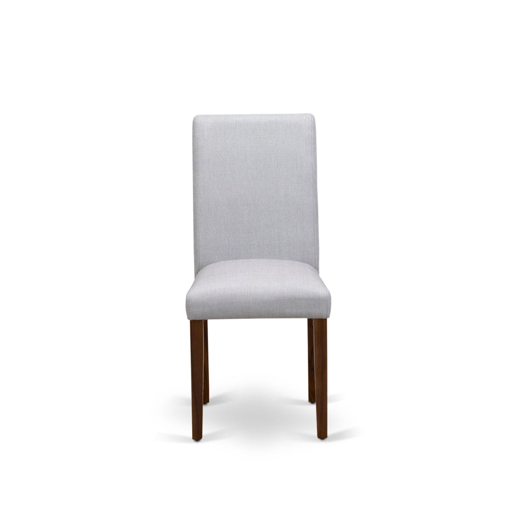 Stylish Contemporary Dining Chairs in Grey Linen Set of 2 Walnut  ABP8TLW