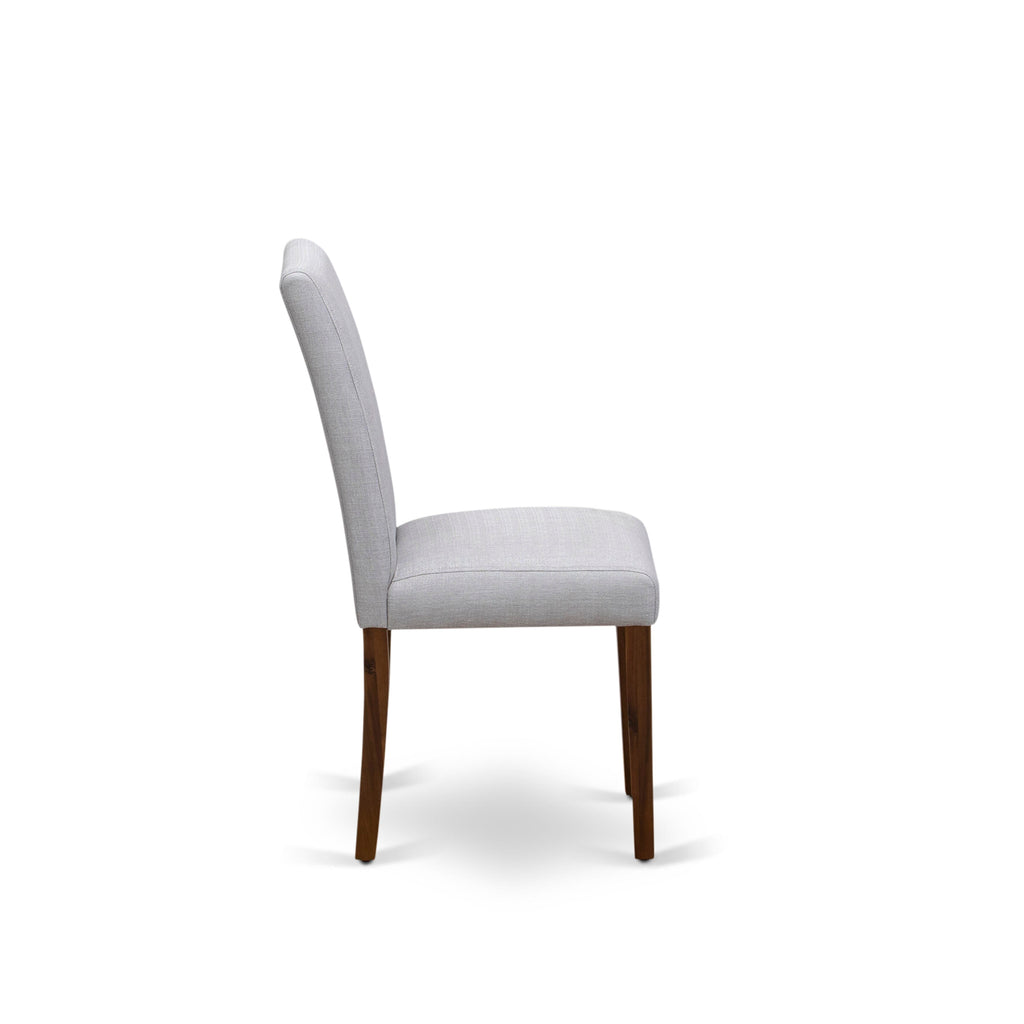 9-Piece Dining Set LAAB9-56-OV with Butterfly Leaf Table & 8 Upholstered Grey Chairs, 42x92 Walnut