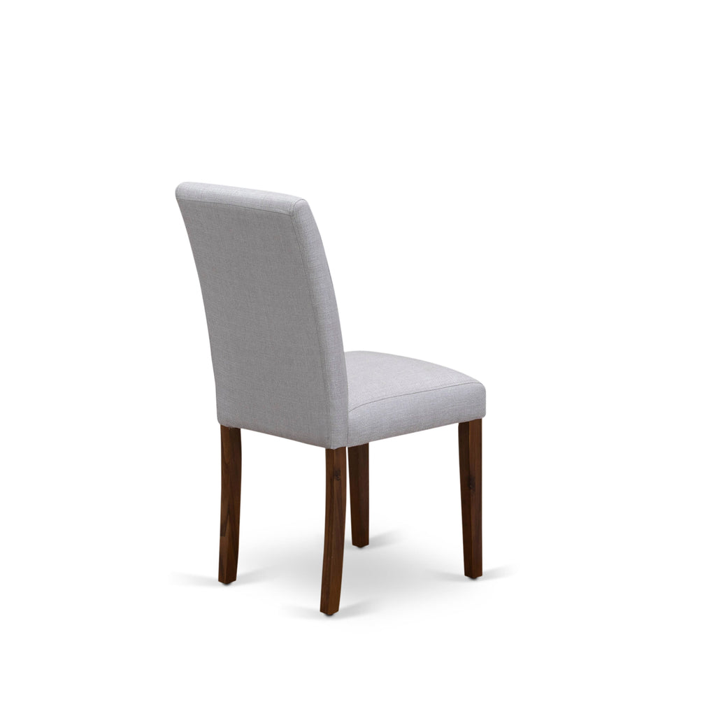 Stylish Contemporary Dining Chairs in Grey Linen Set of 2 Walnut  ABP8TLW