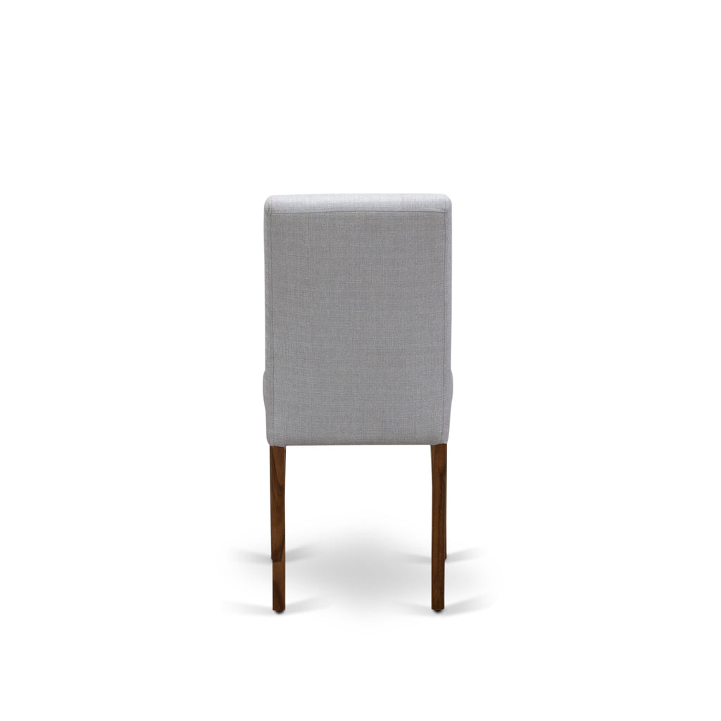 Stylish Contemporary Dining Chairs in Grey Linen Set of 2 Walnut  ABP8TLW