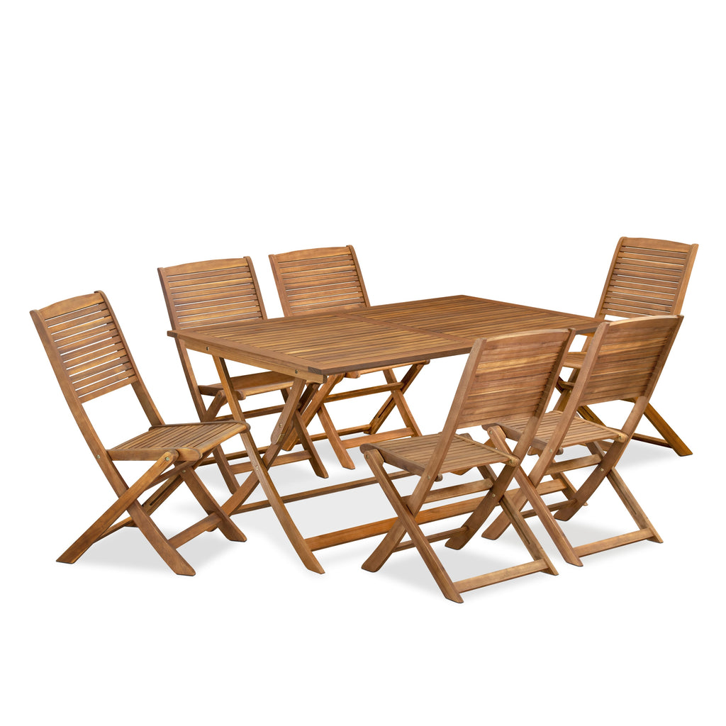 7-Piece Outdoor Patio Dining Set with AEFM7EJ3R  Featuring Rectangle Table & 6 Foldable Chairs
