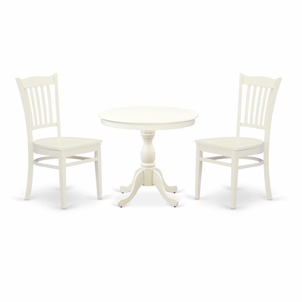Compact 3-Piece Dining Ensemble with 36-Inch Round Table,  AMGR3-RRS-9, Includes Two Chairs