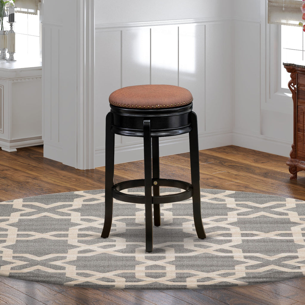 AMS035-D4C Amherst Upgraded Edition Brown Roast PU Leather Modern Counter Stool, Sleek Backless Black Chair - 30 High