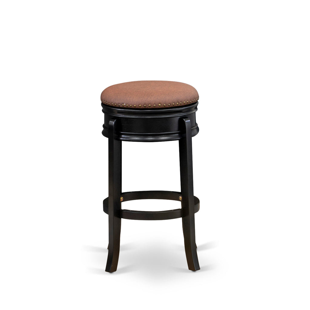 AMS035-D4C Amherst Upgraded Edition Brown Roast PU Leather Modern Counter Stool, Sleek Backless Black Chair - 30 High