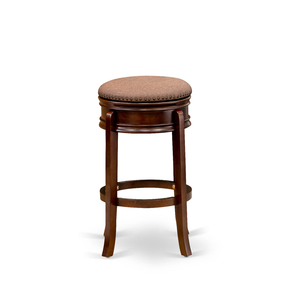 AMS03F-V4W Amherst High Kitchen Stool - Mocha Faux Leather Seat, Backless Mahogany Design, 30 Counter Chair
