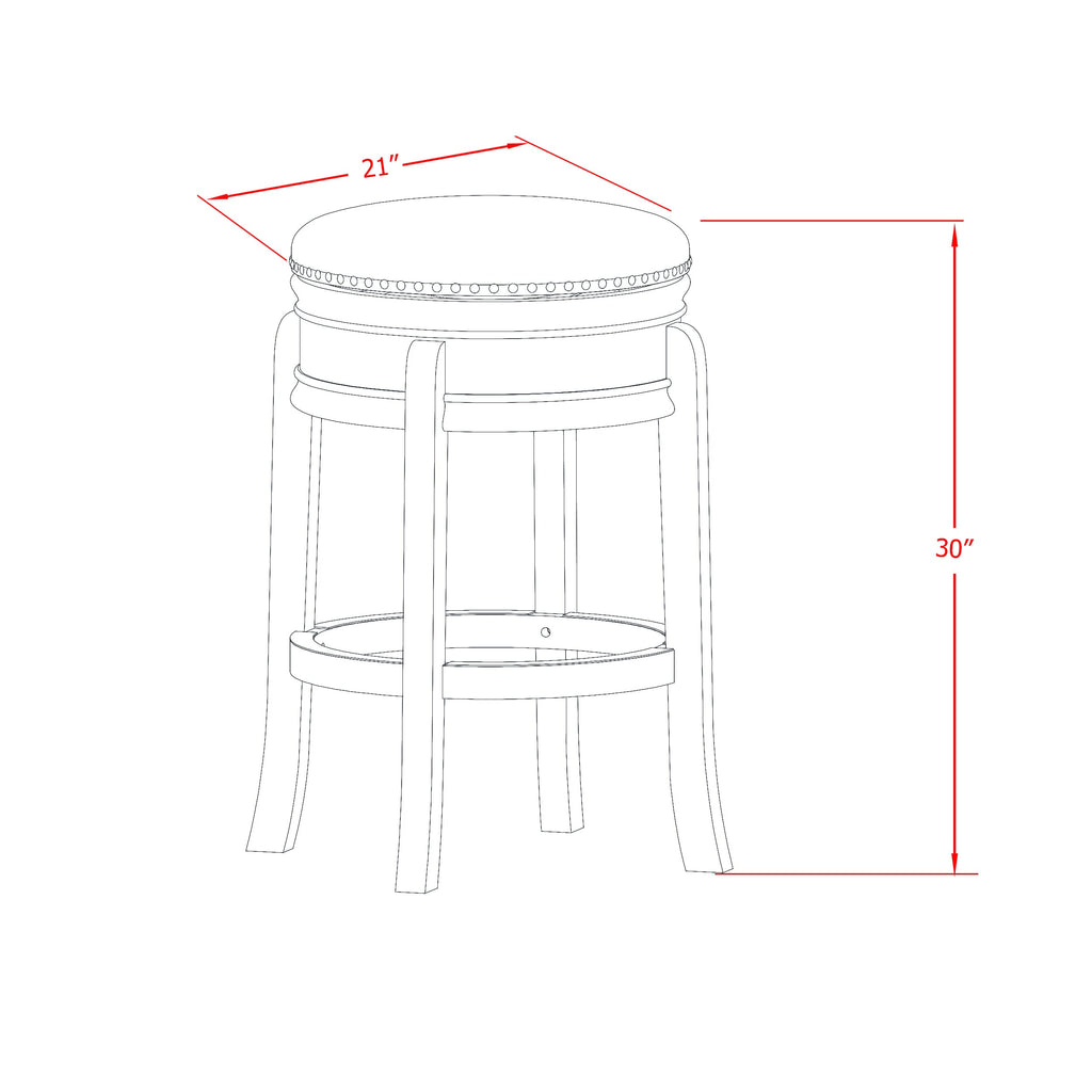 AMS034-C2N Oak 30 Counter Barstools with Round Vegas Gold PU Seats Backless and Tall