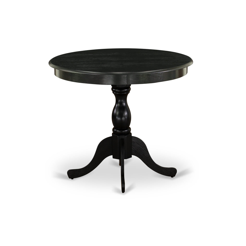 AMVA3-ZLK-X 3-Piece Round Dining Set with Pedestal Table and Chairs for Compact Areas, 36” Black