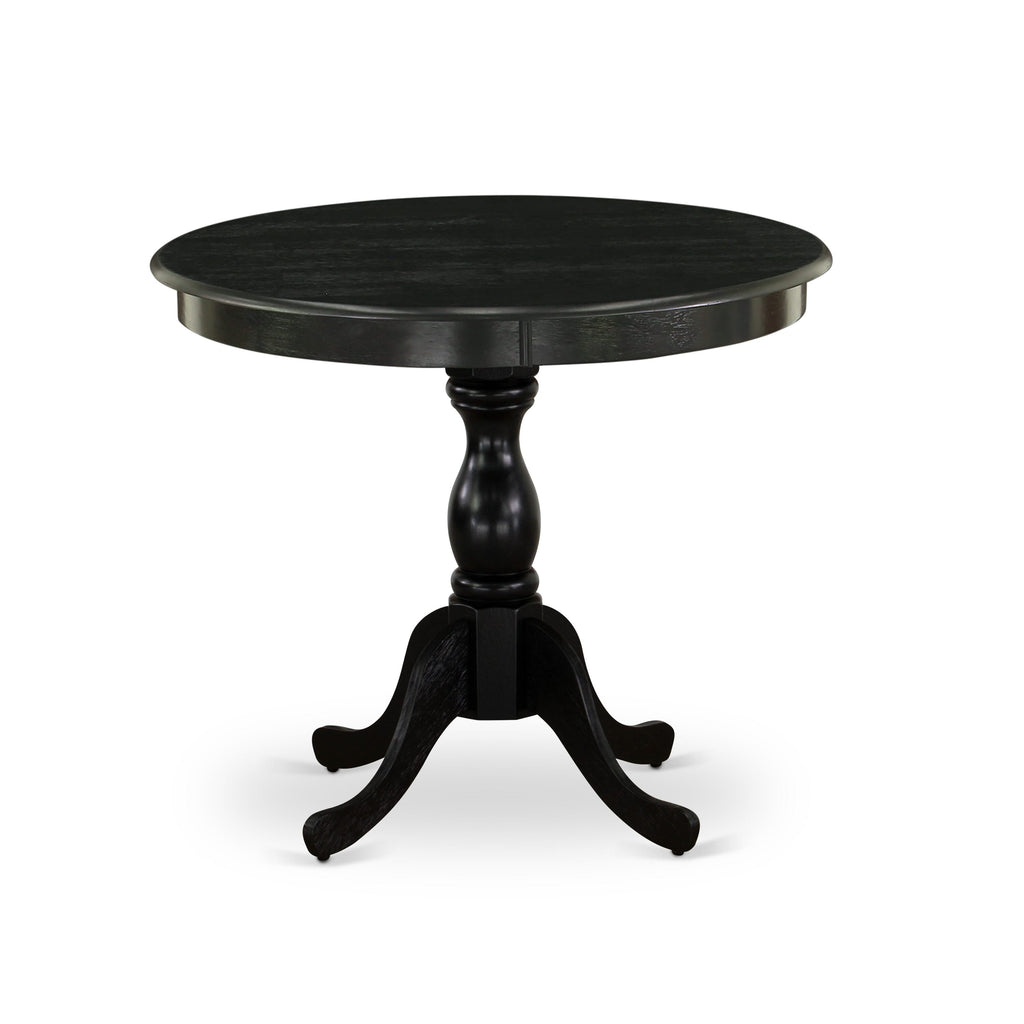 AMVA3-ZLK-X 3-Piece Round Dining Set with Pedestal Table and Chairs for Compact Areas, 36” Black