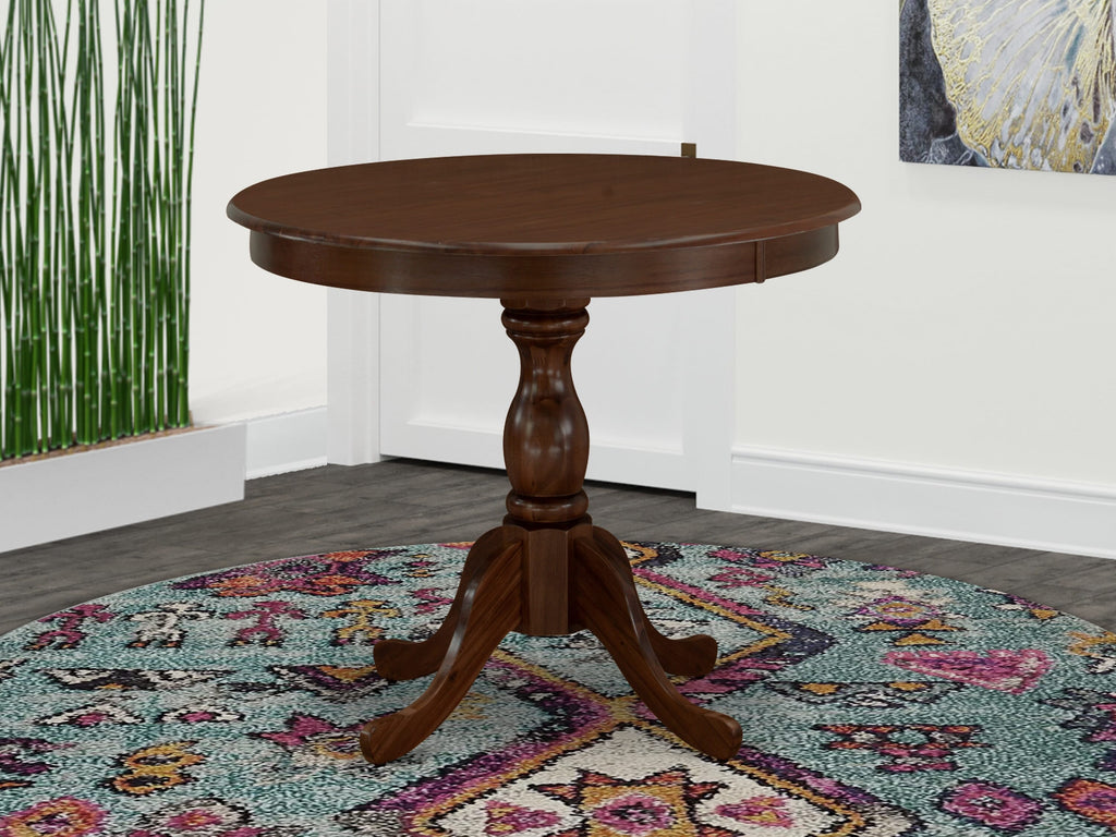 AMT-MC5-9E Graceful Antique Round Table - Compact 36 Mahogany Dining Centerpiece with Pedestal