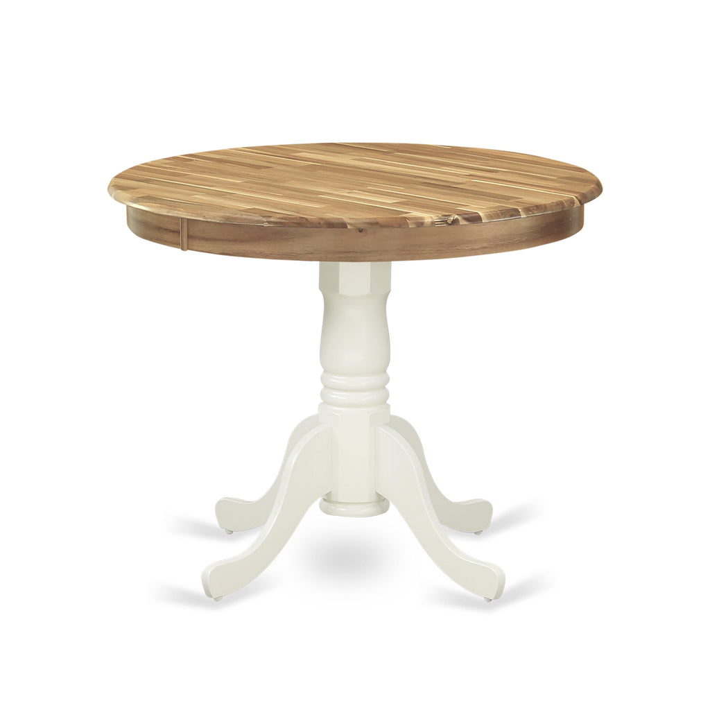 AMT-ND9-T3 Classic 36-Inch Round Pedestal Dining Table with Wooden Top in Oak and Black