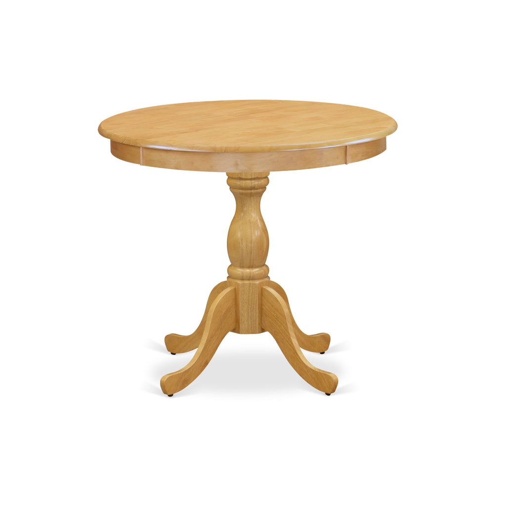 AMVA3-1WR-4 3-Piece Dining Set with Round Table & 2 Chairs, 36x36 Inch, Oak Finish
