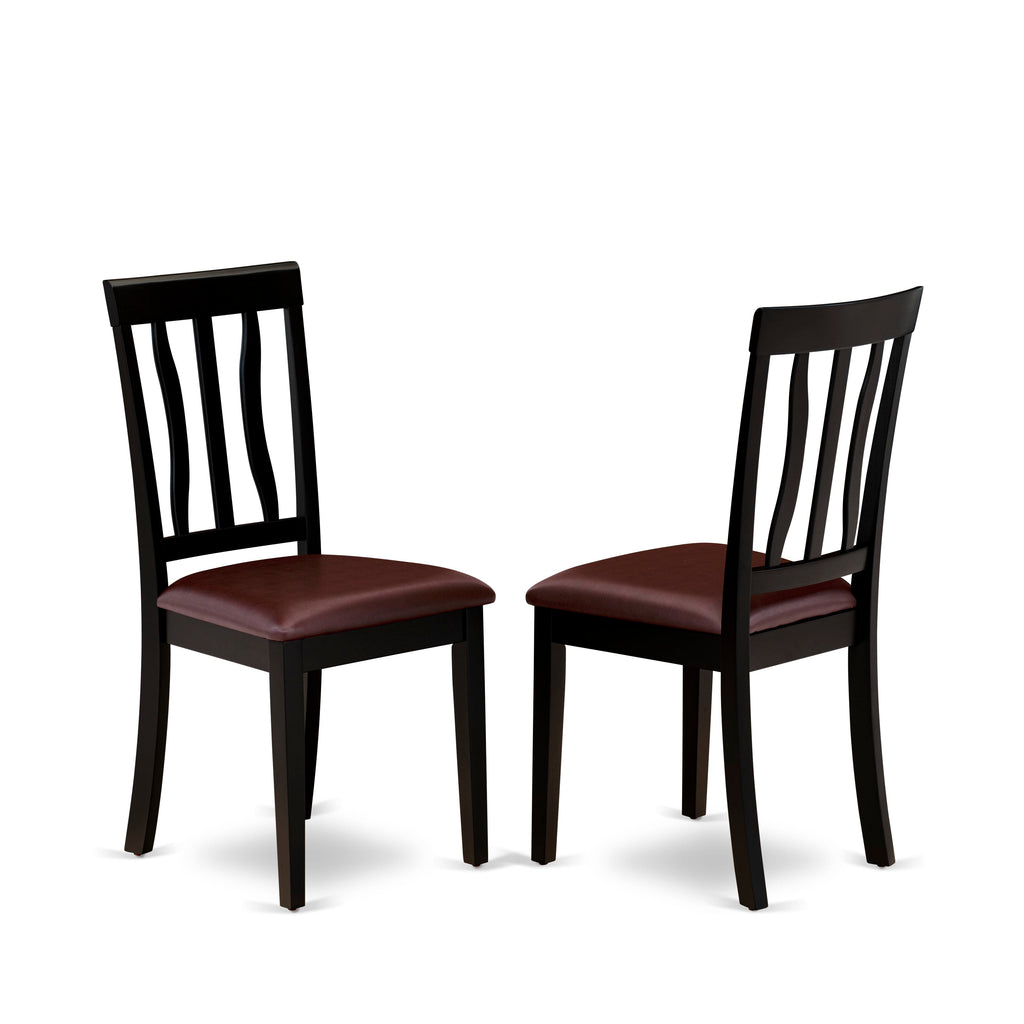 WEAN5-OOV-ZT 5-Piece Dining Collection with Extendable Table & Upholstered Seats, 42x60, Black/Cherry