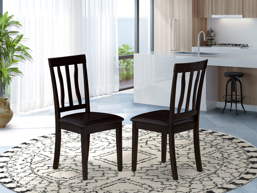 ANC-C3S-7N Timeless Dining Set - Two Faux Leather Upholstery Chairs in Rich Cappuccino Finish