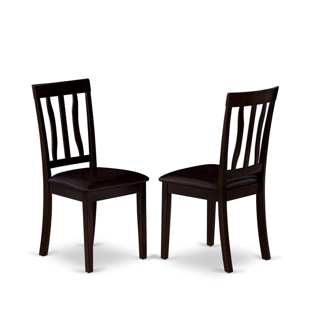 ANC-C3S-7N Timeless Dining Set - Two Faux Leather Upholstery Chairs in Rich Cappuccino Finish