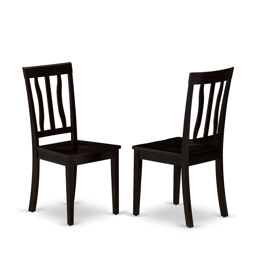 Elegant Capitol Oakwood Seating,  ANC-CER-T - Set of Two Antique Dining Chairs, Slatted Back Style, Deep Coffee Finish