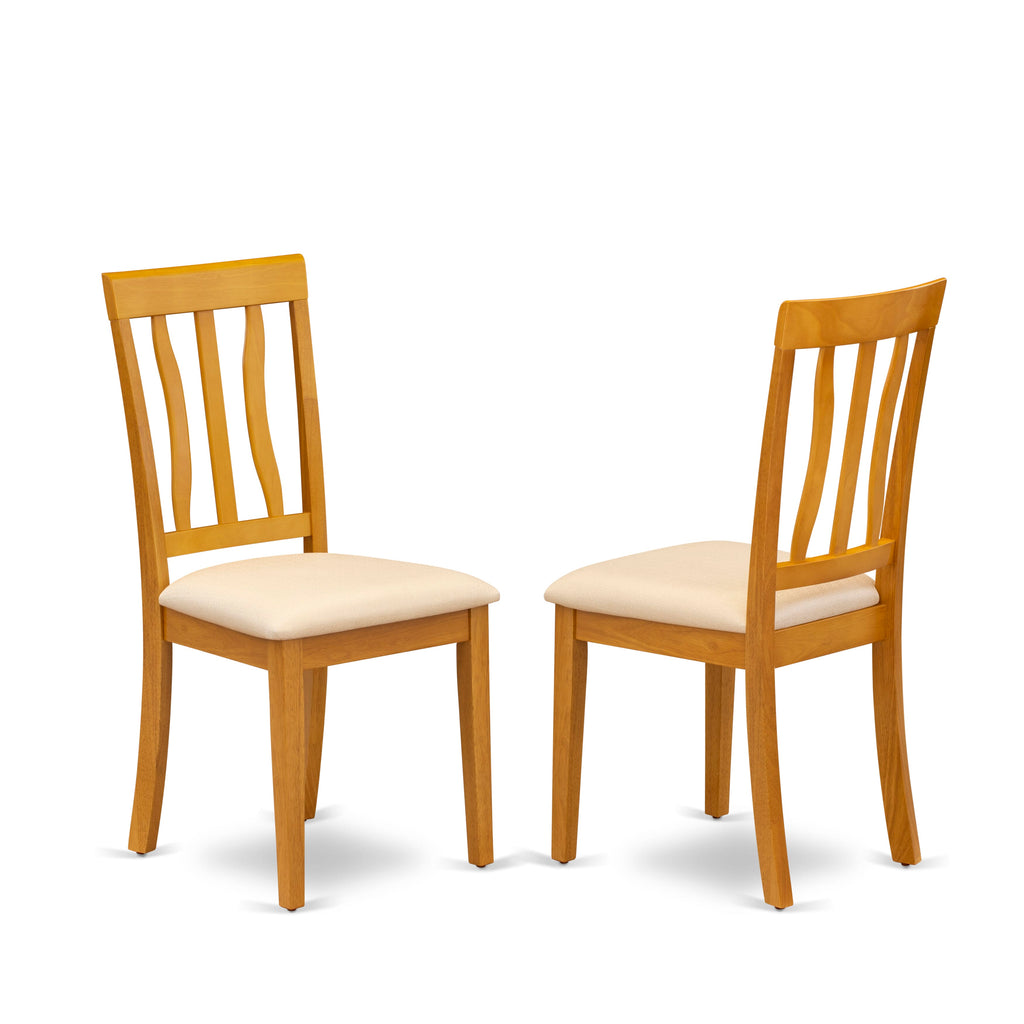 VAAN7-2EE-2 Oval Table Set with Extendable Leaf and 6 Upholstered Seats, 40x76, Oak Finish