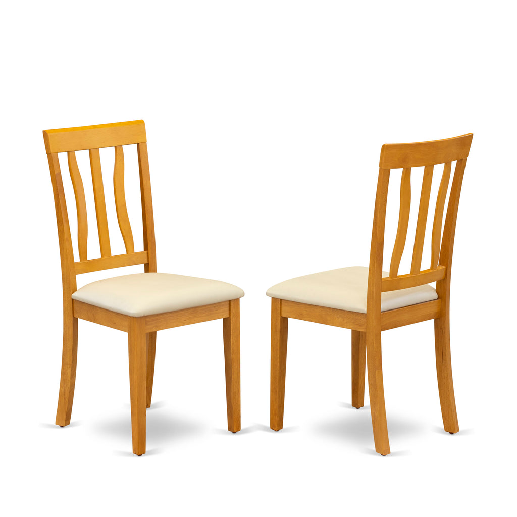 ANTI5-CJ7-G6 5-Piece Dining Room Set with Oak Pedestal Table & 4 Luxe Upholstered Chairs