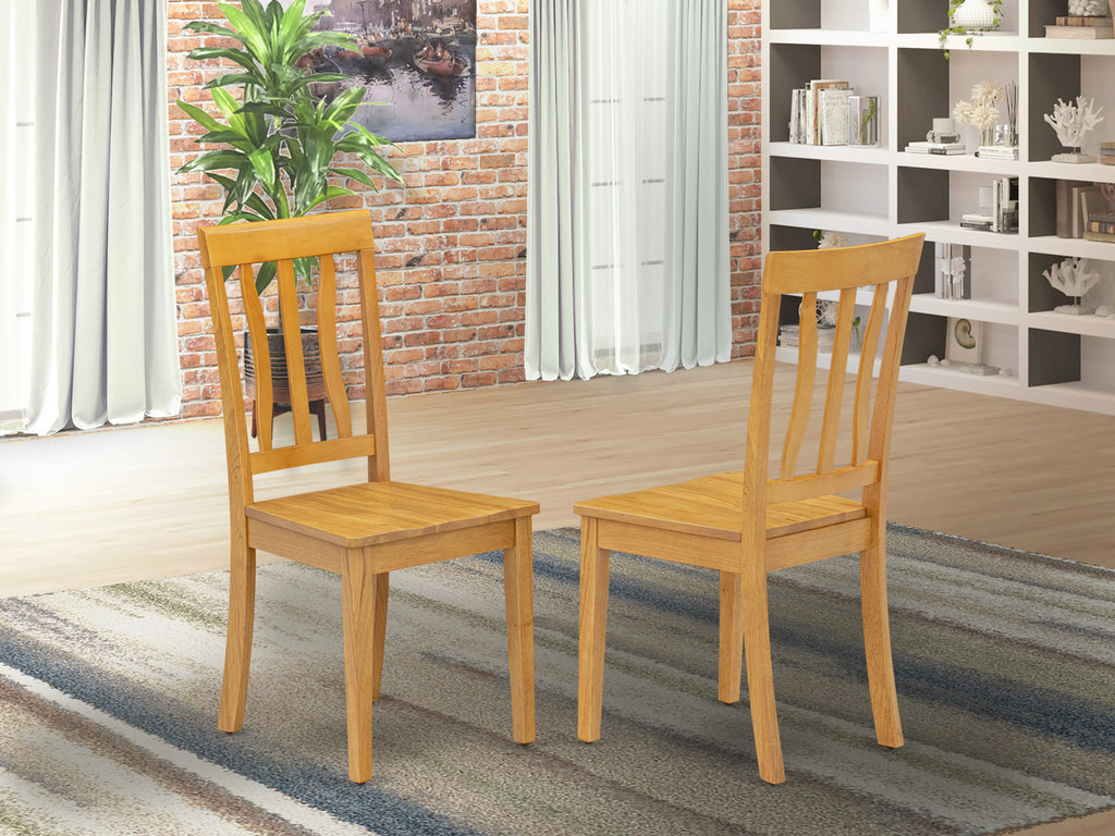 Antique Slat back Chairs Set of 2 in Oak Finish  ANC-OEZ-J Wooden Dining Room Collection