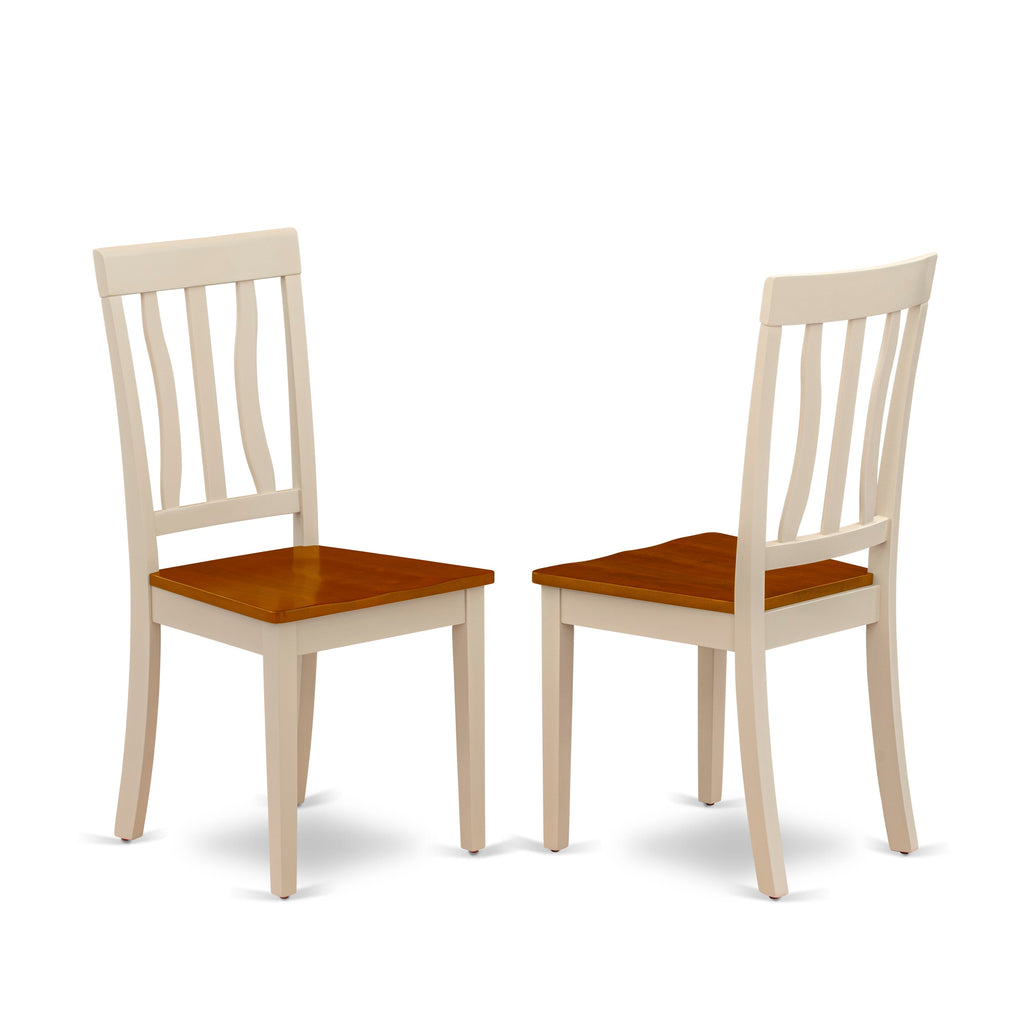 DOAN9-MRH-Y 9-Piece Dining Set with Butterfly Leaf Table and Wood Chairs, Elegant Buttermilk & Cherry Finish Rectangular Table Size 42x78