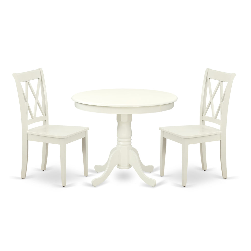 Rustic Settings ANCL3-B1D-G 3-Piece Set Round Table & Chairs for Cozy Nooks 36x36 Linen Finish