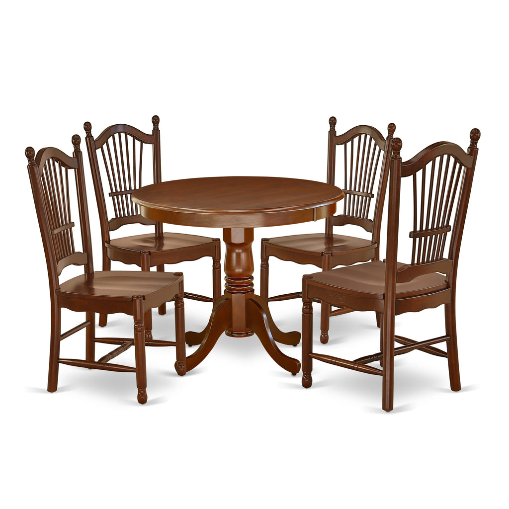ANDO5-WCK-8 Elegant Dining Ensemble with Circular Table & 4 Chairs, Ideal for Cozy Meals, 36-inch