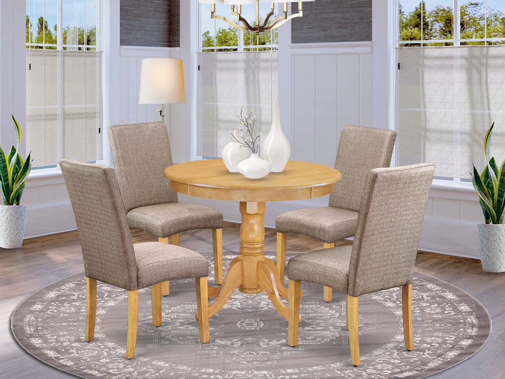 ANDR5-5SM-A1 Dining Ensemble 5-Piece Set with Round Pedestal Table & 4 Upholstered Chairs